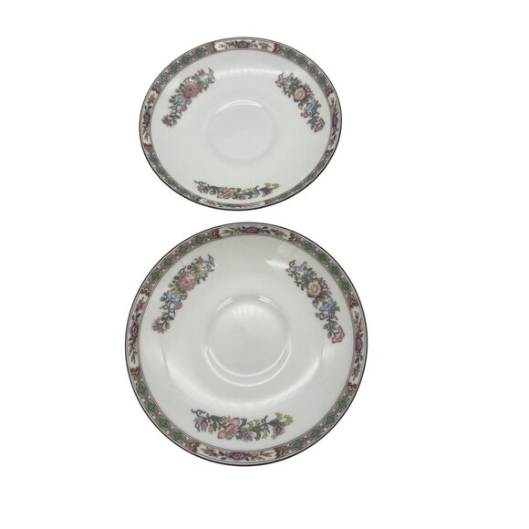 Wedgwood Kutani Crane Pair of Saucers Bird Design England 5.75" R4464 - Picture 1 of 5